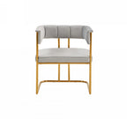 HomeRoots Grey Fabric, Metal Gray Gold Modern Dining Chair
