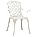 vidaXL Patio Dining Chairs - Set of 4, Outdoor Furniture, Industrial Design, Aluminum Construction, White Finish, High Backrest, Ergonomic Armrests