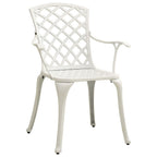 vidaXL Patio Dining Chairs - Set of 4, Outdoor Furniture, Industrial Design, Aluminum Construction, White Finish, High Backrest, Ergonomic Armrests