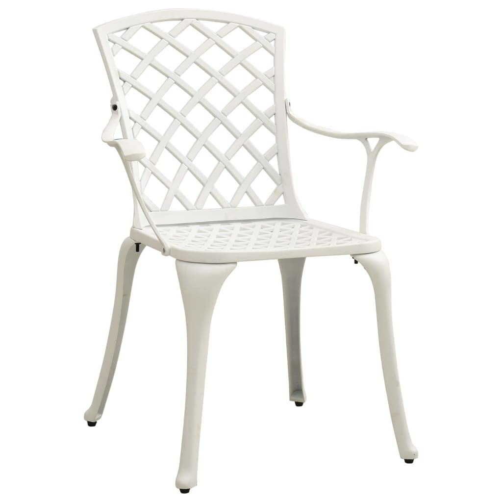 vidaXL Patio Dining Chairs - Set of 4, Outdoor Furniture, Industrial Design, Aluminum Construction, White Finish, High Backrest, Ergonomic Armrests
