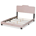 Baxton Studio Benjen Modern and Contemporary Glam Light Pink Velvet Fabric Upholstered Full Size Panel Bed