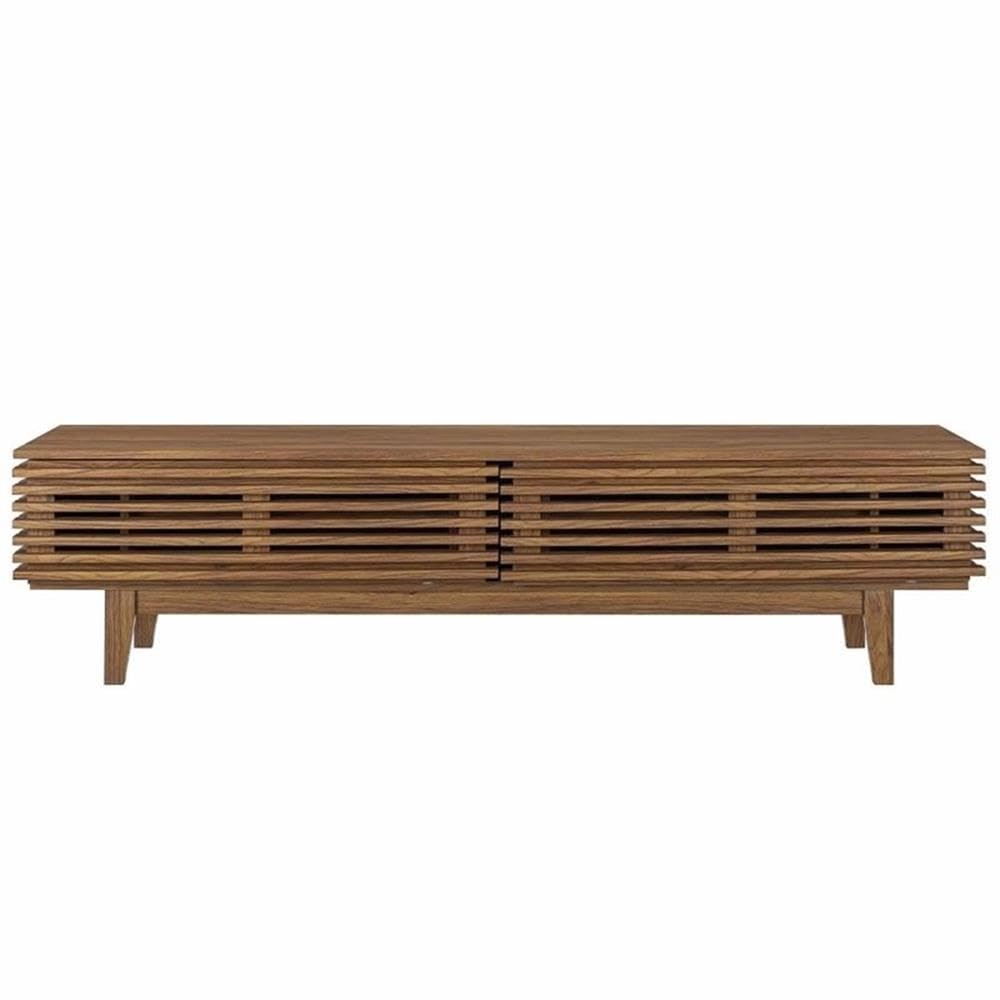 Modway Render 71" Mid-Century Modern Low Profile Tv Stand In Walnut, 71 Inch
