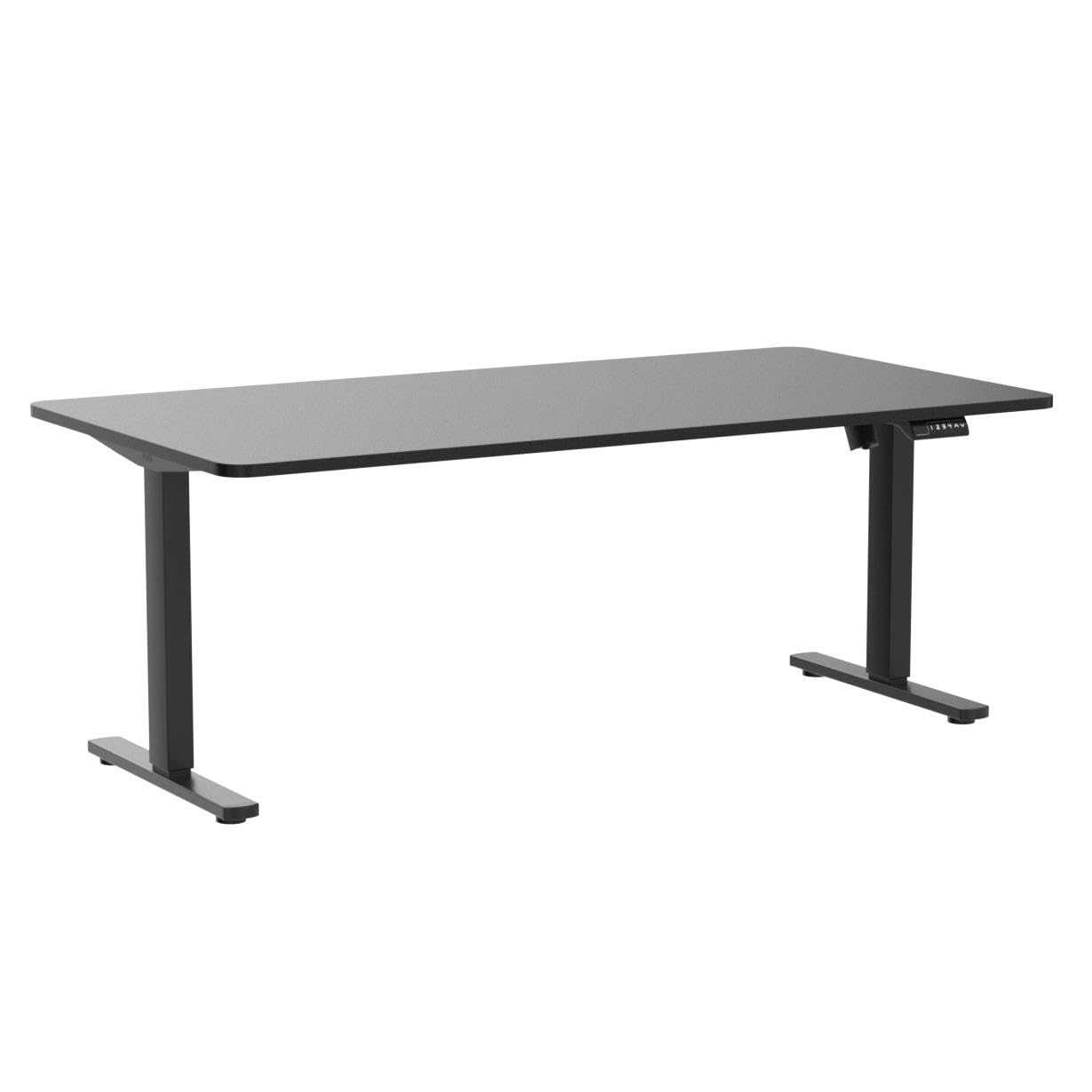 Vivo Electric Height Adjustable 71 X 36 Inch Memory Stand Up Desk, Extra Deep Black Table Top, Black Frame, Standing Workstation With Preset Controller, 1B Series, Desk-Kit-1B7B-36