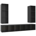 vidaXL 4X Wall-Mounted TV Cabinets Hanging Stand Unit Stereo Storage HiFi Plasma Living Room Home Furniture High Gloss Black Engineered Wood