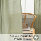 Donren Sage Green Linen Back Tab Curtains 84 Inches Long 2 Panels Set For Bedroom - Modern Farmhouse Hooks Belt Pleated Semi Privacy Drapes Shabby Chic Pocket Light Filtering Window Curtains