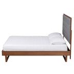 Baxton Studio Bryn Classic And Traditional Grey Fabric And Walnut Brown Finished Wood King Size Platform Bed
