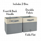 Riverridge Kids 2Pc 10.5In Two-Tone Folding Storage Bin Set - Gray