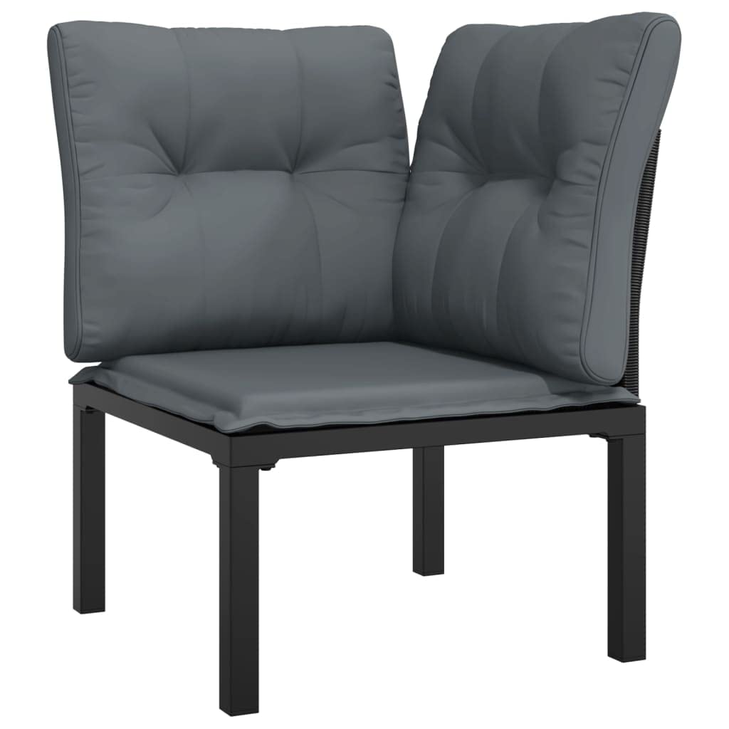 vidaXL Modern Poly Rattan Garden Chair in Black with Dark Gray Cushions - Weather Resistant Outdoor Furniture with a Sturdy Steel Frame, Comfortable Seat, and Modular Design