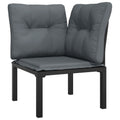 vidaXL Modern Poly Rattan Garden Chair in Black with Dark Gray Cushions - Weather Resistant Outdoor Furniture with a Sturdy Steel Frame, Comfortable Seat, and Modular Design