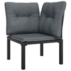 vidaXL Modern Poly Rattan Garden Chair in Black with Dark Gray Cushions - Weather Resistant Outdoor Furniture with a Sturdy Steel Frame, Comfortable Seat, and Modular Design