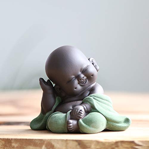 Kingzhuo Ceramic Little Cute Buddha Statue Monk Figurine Creative Baby Crafts Dolls Ornaments Gift Classic Delicate Ceramic Arts