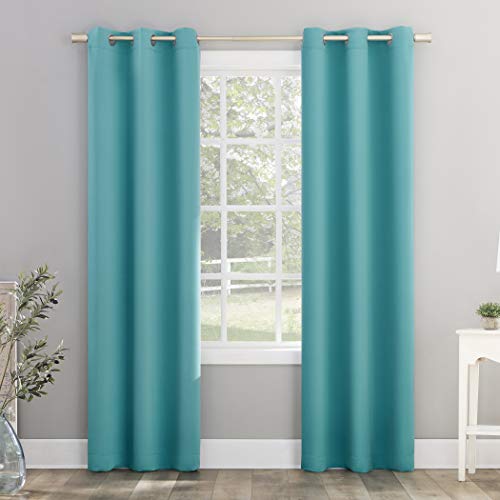 Sun Zero Riley Kids Bedroom Blackout Grommet Curtain Panel, 40' X 95', Surf Blue