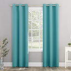 Sun Zero Riley Kids Bedroom Blackout Grommet Curtain Panel, 40' X 95', Surf Blue