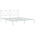 vidaXL Modern White Metal Bed Frame - Double Bed with Headboard, Steel Construction, Extra Underbed Storage Space - 59.1x78.7