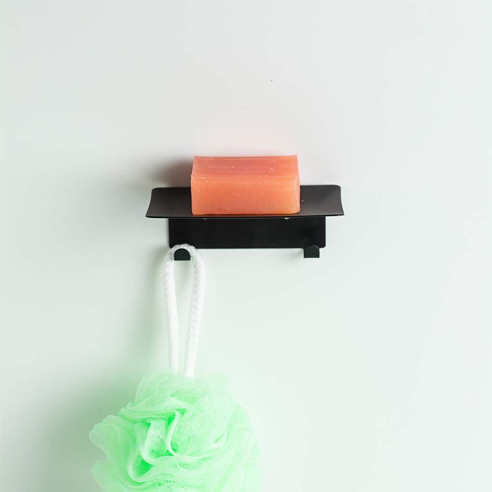 Soap Holder, Wall Mounted Shower Dish, Scouring Pad Holder For Kitchen Or Bathroom,Black