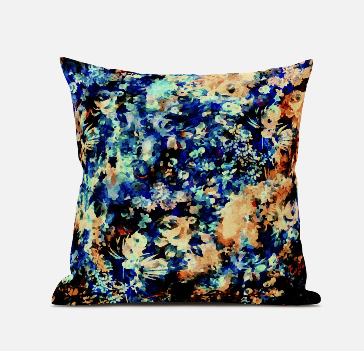 16inch Orange Blue Springtime Zippered Suede Throw Pillow
