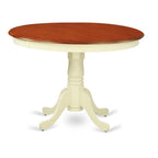 East West Furniture HLPL5-BMK-W 5 Piece Dining Room Furniture Set Includes a Round Kitchen Table with Pedestal and 4 Dining Chairs, 42x42 Inch, Buttermilk & Cherry