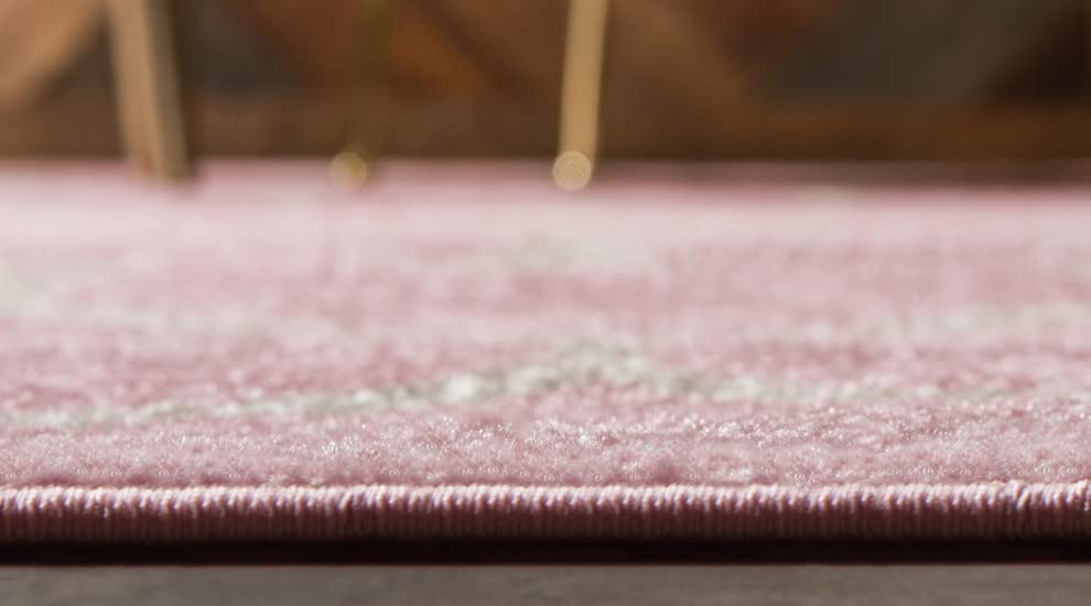 Unique Loom Trellis Frieze Collection Area Rug - Rounded (2' X 3' 1'' Rectangle Light Pink/Ivory)