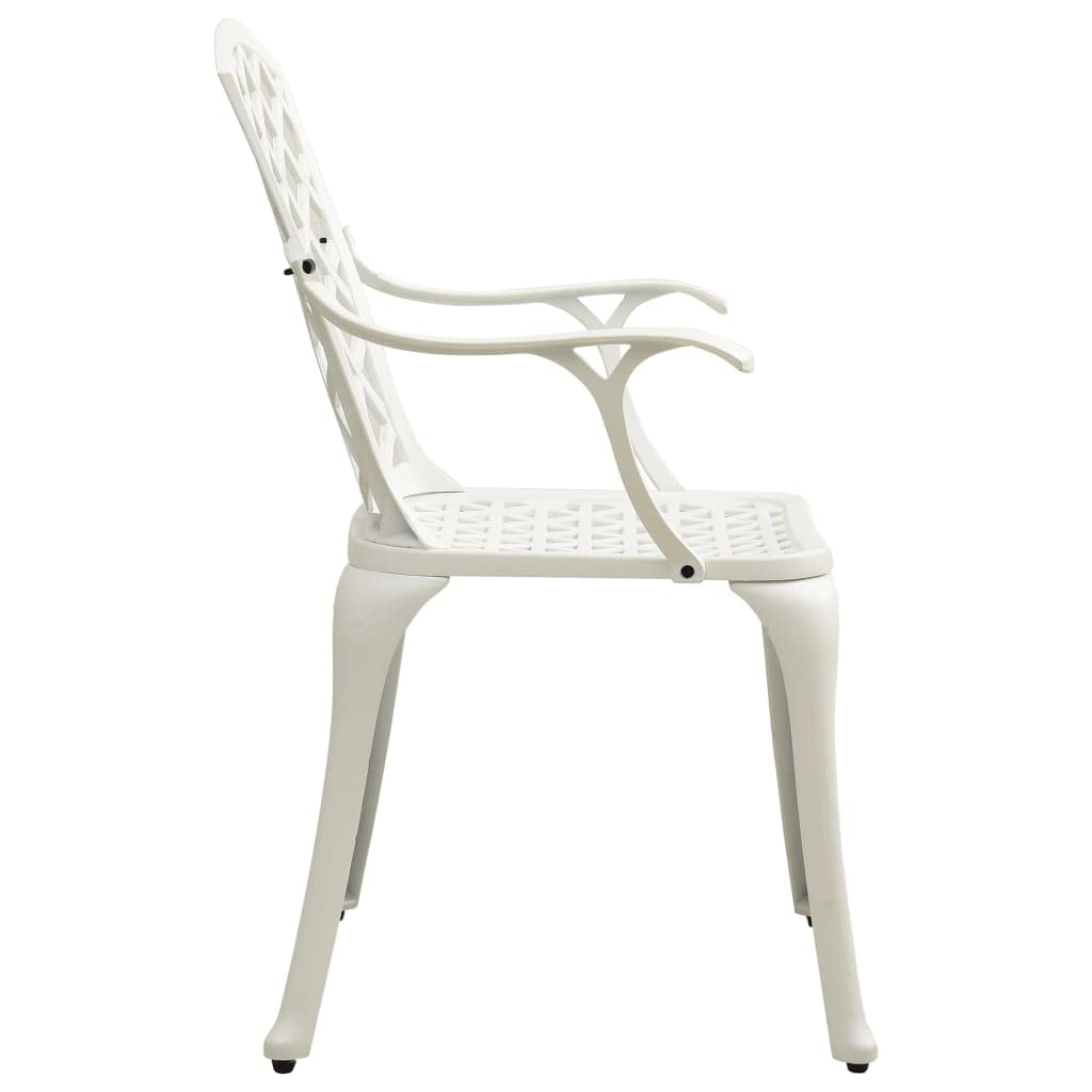 vidaXL Patio Dining Chairs - Set of 4, Outdoor Furniture, Industrial Design, Aluminum Construction, White Finish, High Backrest, Ergonomic Armrests