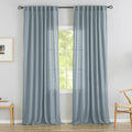 Donren Stone Blue Linen Back Tab Curtains 108 Inches Long Ceiling To Floor For Large Windows - 2 Panels Set Hooks Belt Pinch Pleated Easy Sliding Curtains Semi Privacy Sheer Drapres 52 X 108 Inch