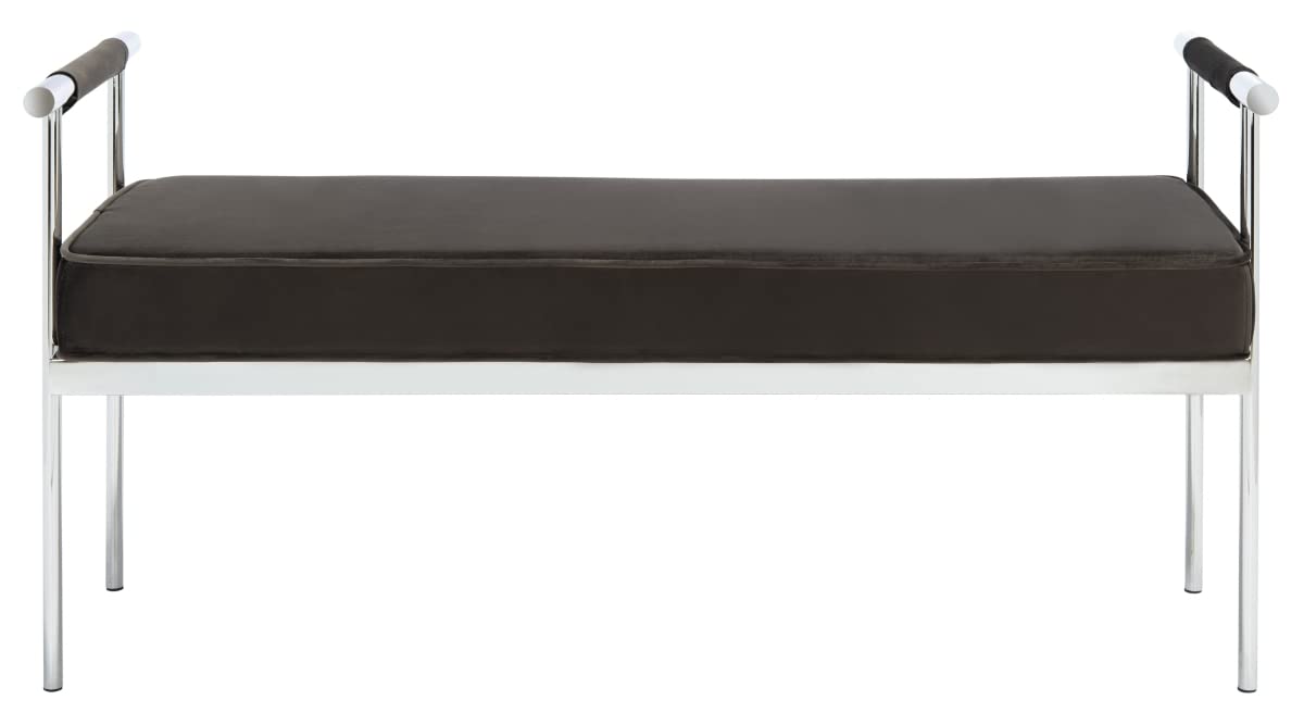 SAFAVIEH Home Collection PIM Velvet Long Rectangle Living Room Bedroom Entryway Foyer Office Hallway Upholstered Bench with Arms