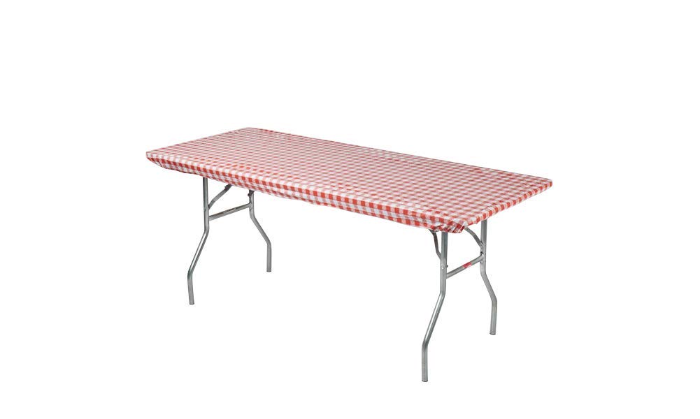 Kwik-Covers 6' Rectangle Plastic Table Covers 30' X 72', Bundle Of 5 (Red And White Check Gingham)
