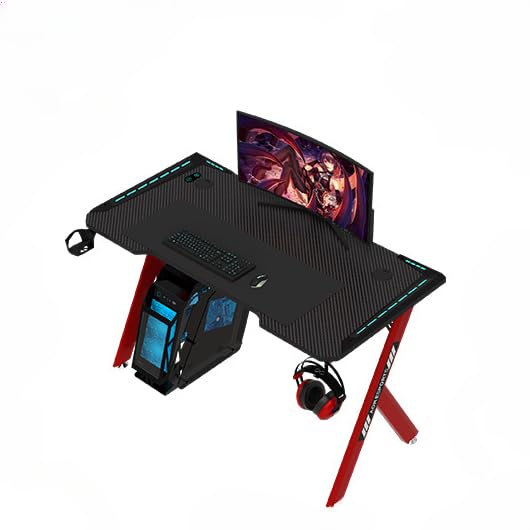 3Nh Esports Desk Desktoputer Desk Home Office Desk Student Desk Game Table With Led Rgb Remote Control Light, Black, 120 * 60 *