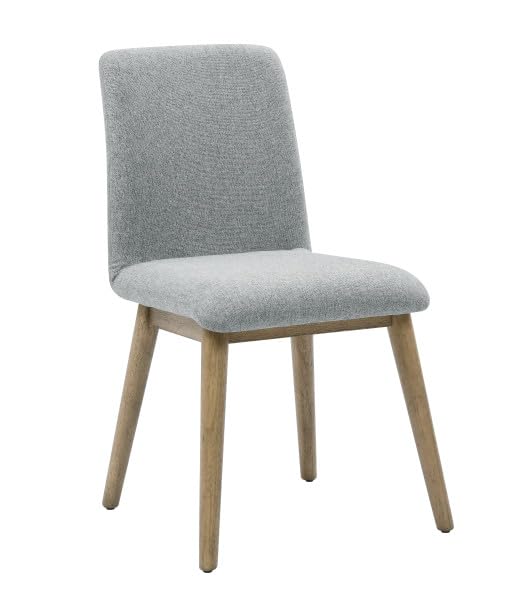 Steve Silver Furniture Vida Side Chair, Burnished Blonde, Mid-Century Modern, Sturdy Asian Hardwood, Ergonomic Design, Gray Fabric, Dining Room, Kitchen, 18.25" D x 23" W x 34.25" H, Grey