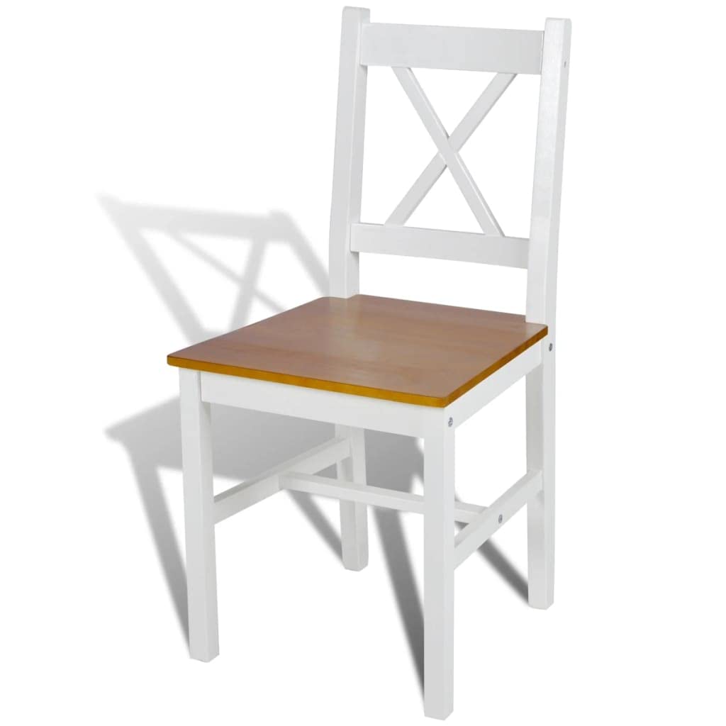 vidaXL Dining Chairs 6 Pcs, Accent Chair with Curved Slat Back, Dining Room Chair for Kitchen Restaurant, Modern Scandinavian Style, White Pinewood
