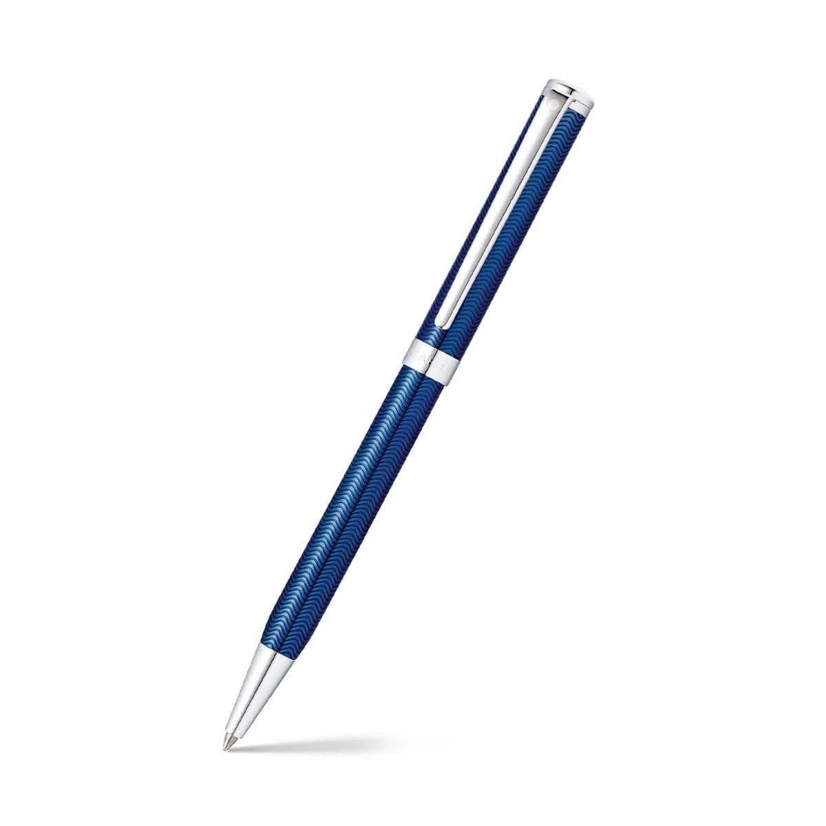 Sheaffer Intensity Engraved Translucent Blue Ballpoint Pen With Chrome Cap And Trim