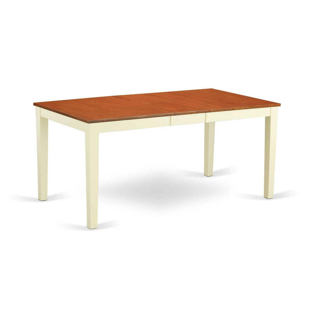 East West Furniture Nida6N-Bmk-W 6Pc Rectangle 54/66&Quot; Table With 12 In Self Storing Butterfly Leaf And 4 Wood Seat Chairs Plus 1 Bench
