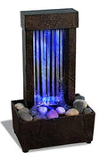 Natures Mark 10 H Mirrored Waterfall Light Show Tabletop Water Fountain with Natural River Rocks and Color Changing LED Lights 
