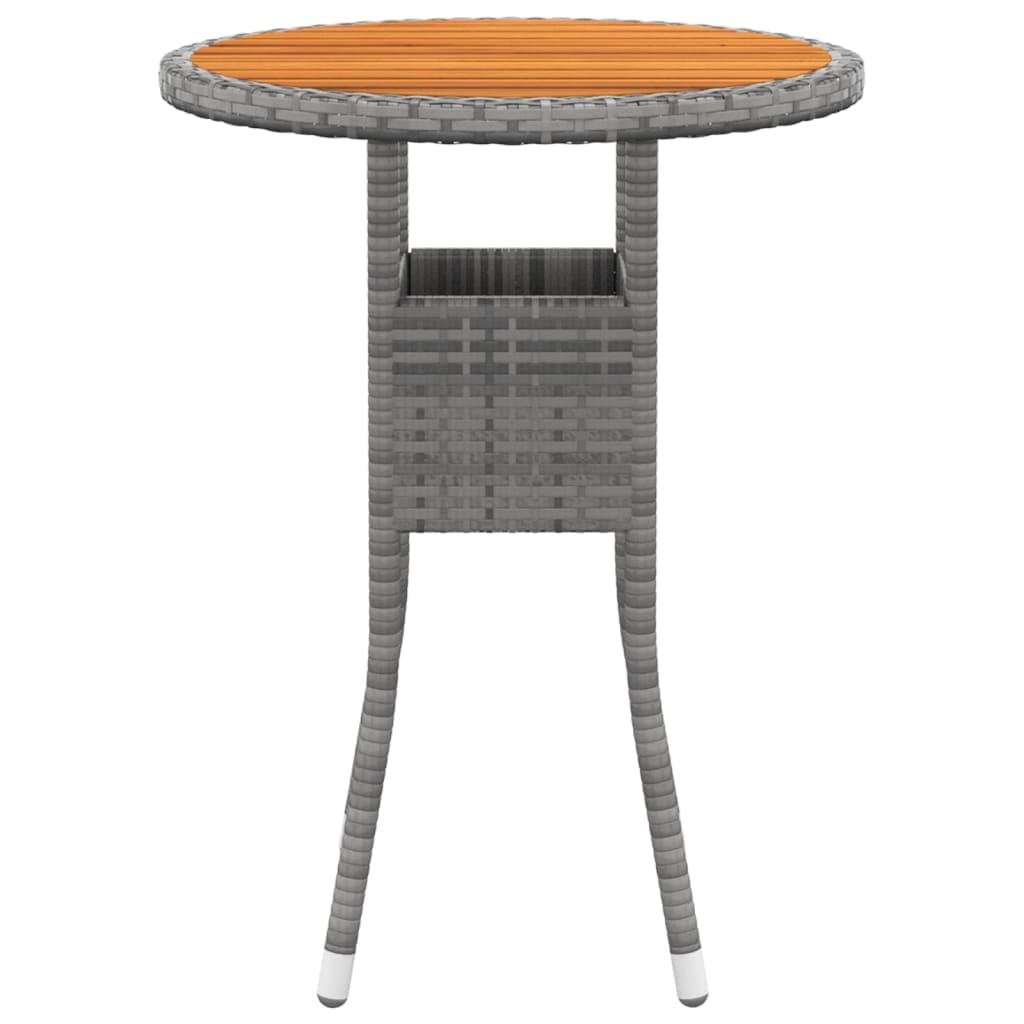 vidaXL Patio Dining Set - 3 Piece Rattan/Steel/Acacia - Comfortable Garden/Patio Furniture with Cushions - Gray