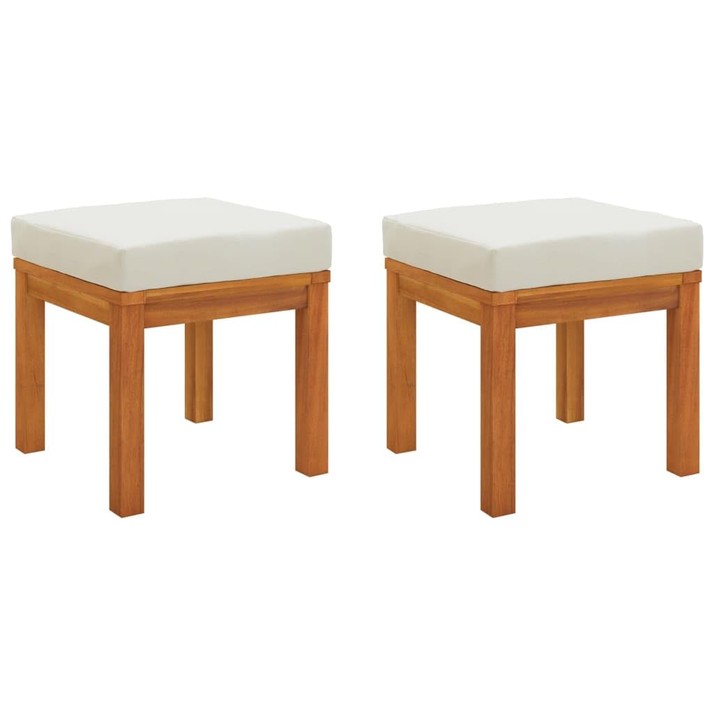 vidaXL Solid Acacia Wood Patio Stools with Cushions, 2 pcs - Comfortable and Durable Outdoor Seating Solution for Garden, Terrac