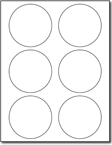 White 3 1/3' Round Large Circle Labels - 6 Labels Per Sheet - For Inkjet & Laser Printers - 25 Sheets / 150 Labels