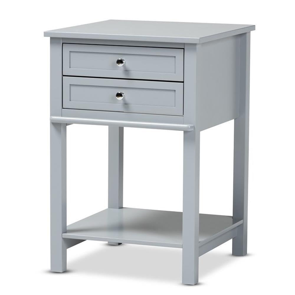 Baxton Studio Willow Light Grey Finished 2Drawer Wood End Table