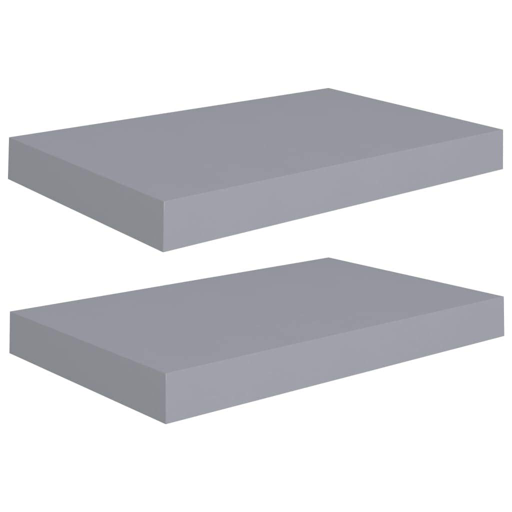 Floating Wall Shelves-SKM Floating Wall Shelves 2 pcs Gray 15.7x9.1x1.5 MDF