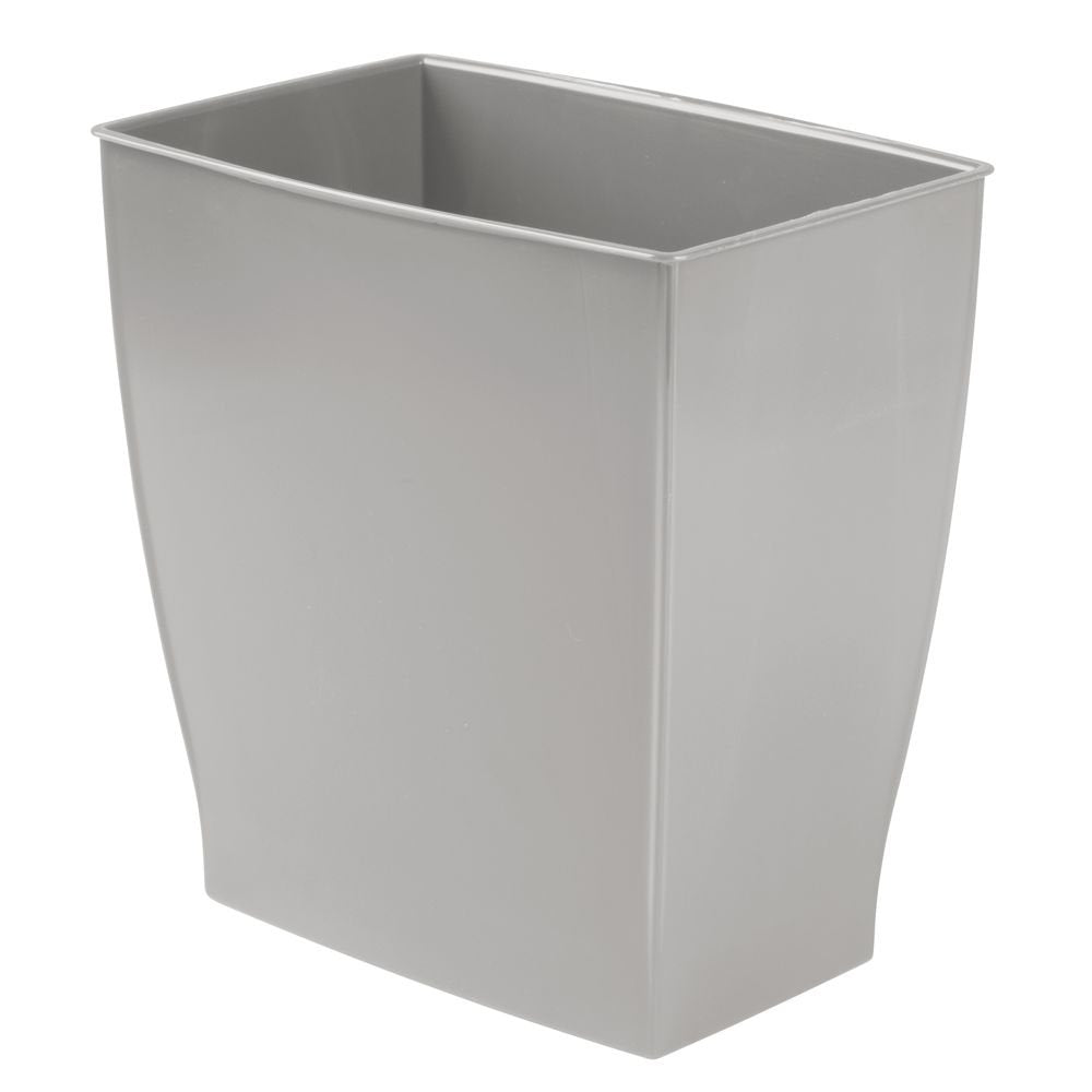 iDesign Mono Spa Rectangular Trash Can for Bath, Bedroom, Office - 11.25 x 7.5 x 12, 2.5 Gallon, Gray