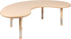 35W x 65L Half-Moon Natural Plastic Height Adjustable Activity Table