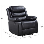 Acme Eilbra Faux Leather Power Recliner With Pillow Top Armrest In Black