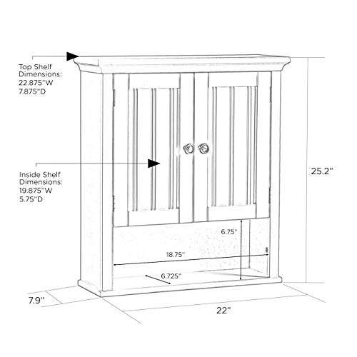American Furniture Classics 25514 Os Home And Office Two Door Wall Cabinet With Shelves, Two Door, White, 1 Cabinet