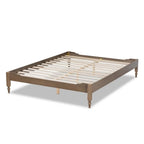 Baxton Studio Laure French Bohemian Weathered Grey Oak Finished Wood Full Size Platform Bed Frame