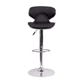 2 Pk. Cozy Mid-Back Black Vinyl Adjustable Height Barstool with Chrome Base