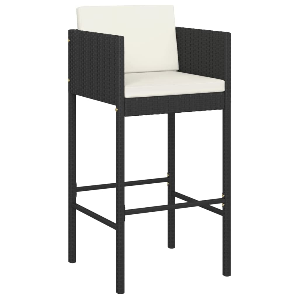 vidaXL Patio Bar Set 5 Piece, Bistro Set for Outdoor Porch Yard, Bar Stool with Cushions, Bistro Table, Farmhouse Modern Style, Poly Rattan Black