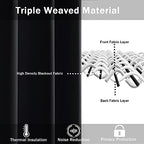 Jiuzhen Black Blackout Curtains With Tiebacks - Thermal Insulated, Light Blocking And Noise Reducing Grommet Curtains For Bedroom And Living Room, Set Of 2 Window Curtain Panels, 52 X 54 Inch Length