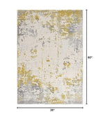 HomeRoots 100% High Grade Polypropylene 3â€ x 5â€ Gold and Gray Abstract Area Rug