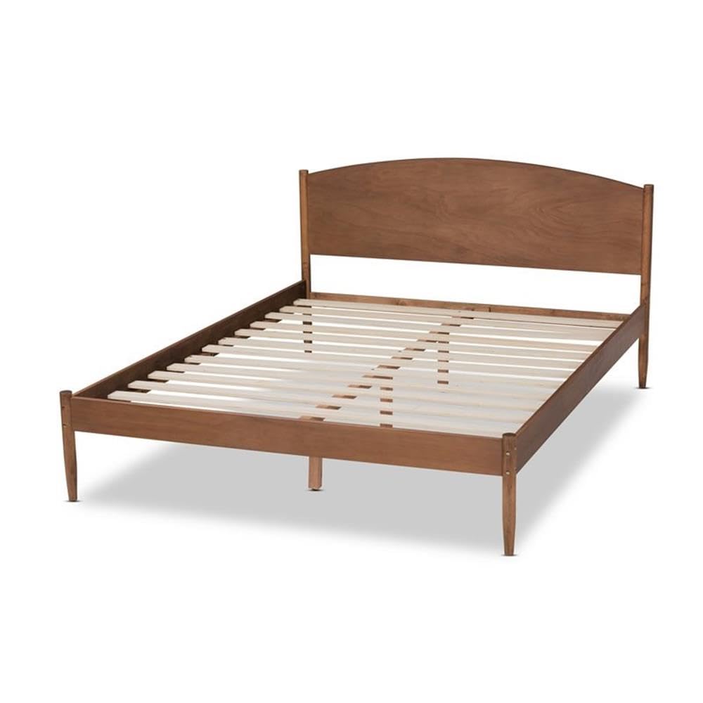 Baxton Studio Leanora Mid-Century Modern Ash Wanut Finished Queen Size Wood Platform Bed