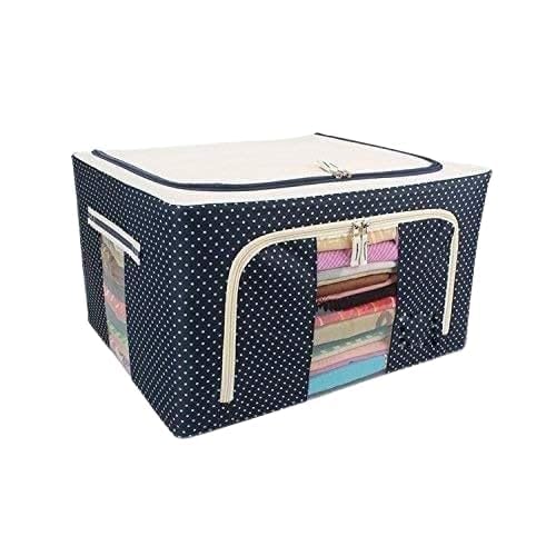 MALUKTA Clothes Storage Box 66L Capacity Rectangular Fabric and Steel Tip Foldable Storage bin Boxes for Clothes, Saree Cover Wa
