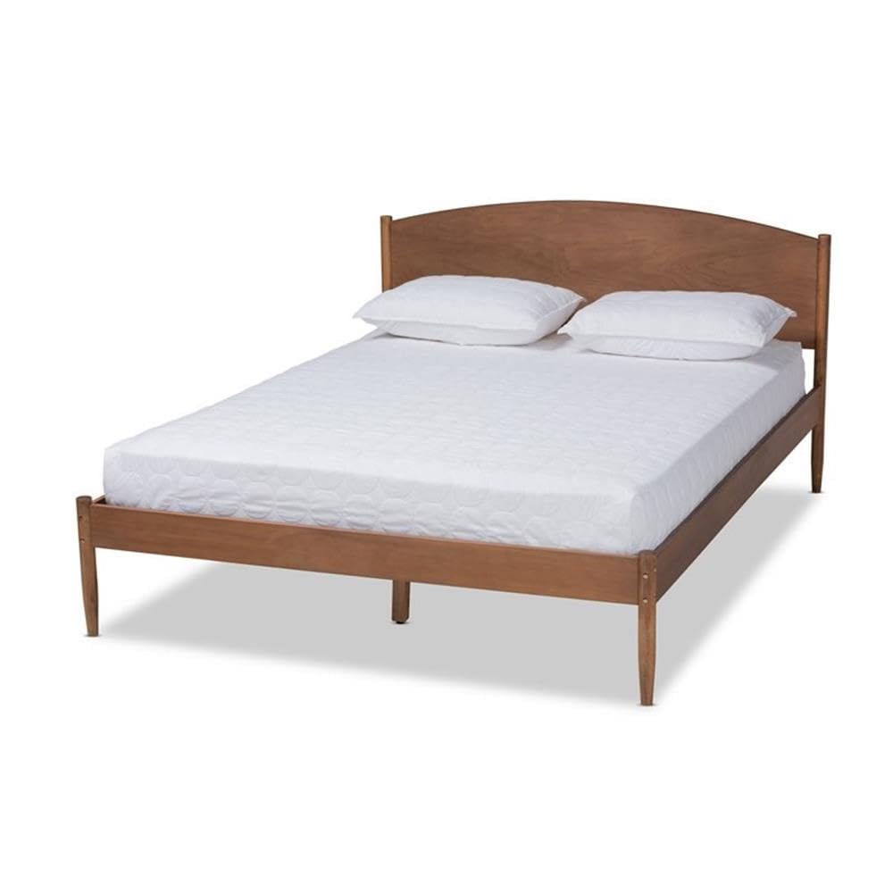 Baxton Studio Leanora Mid-Century Modern Ash Wanut Finished Queen Size Wood Platform Bed