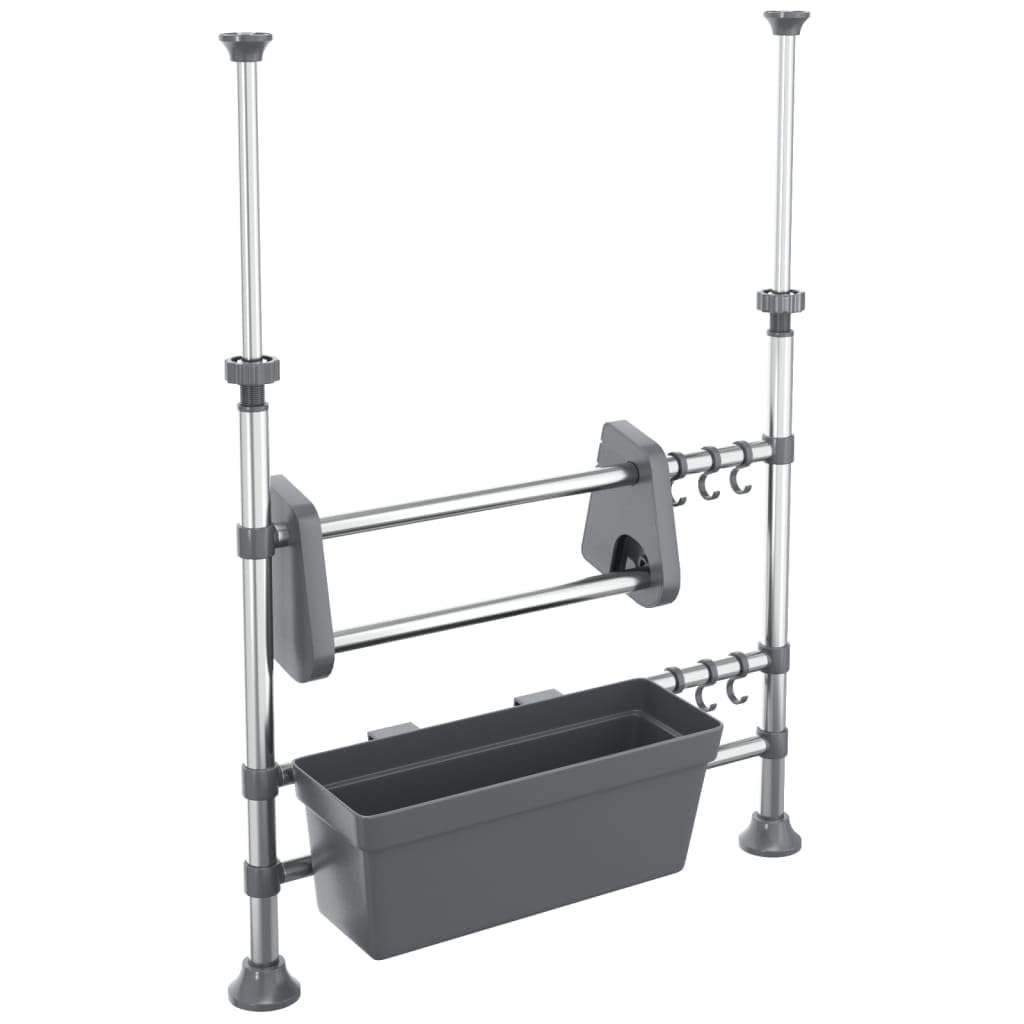vidaXL Adjustable Aluminum Kitchen Organiser - Space-Saving, Ample Storage, Stylish Silver Color, Sturdy Construction, Perfect f